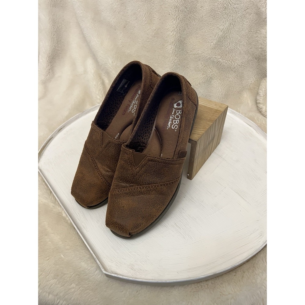 Skechers BOBS Women's Slip On Brown Suede Comfort Casual Flats Size 7